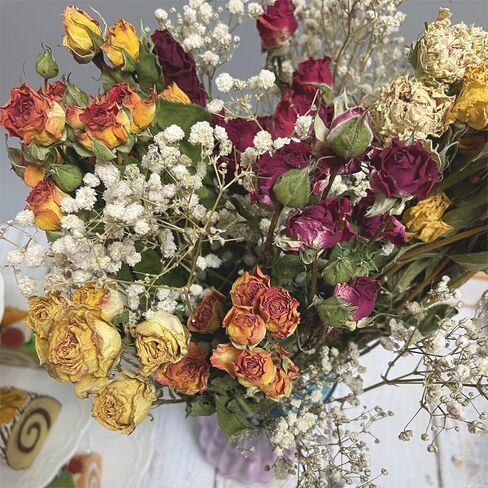 L'BREVOGA Dried Flowers with Stem, 36 PCS Strawflower Daisy in 16 inches, Dried Flower for Floral Arrangments Home Decoration (Strawflower Mix) in Saudi Arabia