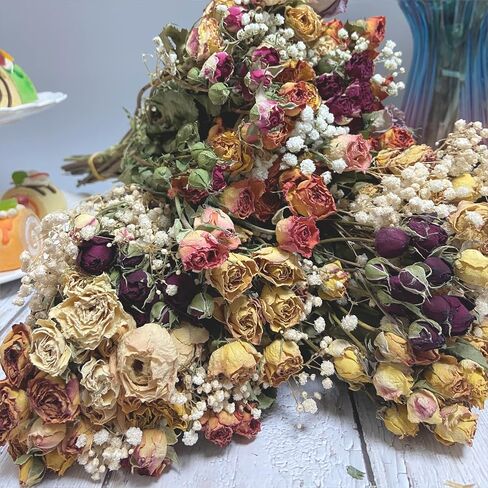 L'BREVOGA Dried Flowers with Stem, 36 PCS Strawflower Daisy in 16 inches, Dried Flower for Floral Arrangments Home Decoration (Strawflower Mix) in Saudi Arabia
