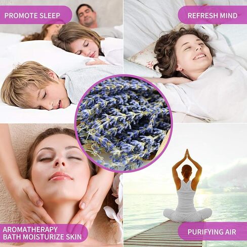 MIHUAGE حزم زهور اللافندر المجففة الحقيقية 100٪ ديكور زهور جافة طبيعية لديكورات المنزل 2 حزم حزمة 300+ ينبع 17 "(أرجواني) in Kuwait