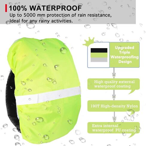Frelaxy Hi-Visibility Backpack Rain Cover with Reflective Strip 100% Waterproof Ultralight Backpack Cover, Storage Pouch, Anti-Slip Cross Buckle Strap, for Hiking, Camping, Biking, Outdoor, Traveling in Saudi Arabia