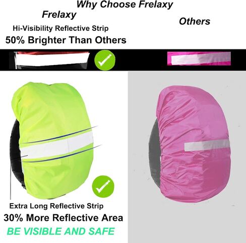 Frelaxy Hi-Visibility Backpack Rain Cover with Reflective Strip 100% Waterproof Ultralight Backpack Cover, Storage Pouch, Anti-Slip Cross Buckle Strap, for Hiking, Camping, Biking, Outdoor, Traveling in Saudi Arabia
