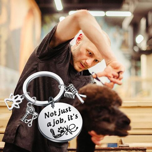 ENSIANTH Dog Groomer Keychain Keychain Pet Groomer Gift ليست مجرد وظيفة، إنها حب مخلب طباعة Love Charm Keychain هدية للحيوانات الأليفة Groomer Dog مصفف شعر in Kuwait