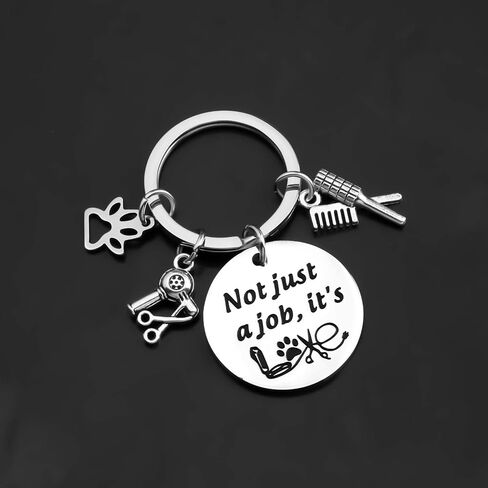 ENSIANTH Dog Groomer Keychain Keychain Pet Groomer Gift ليست مجرد وظيفة، إنها حب مخلب طباعة Love Charm Keychain هدية للحيوانات الأليفة Groomer Dog مصفف شعر in Kuwait