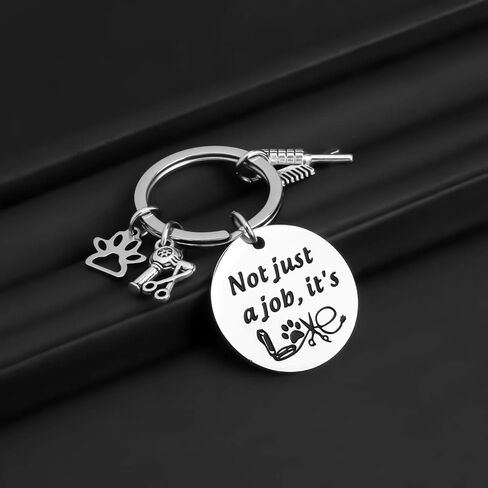 ENSIANTH Dog Groomer Keychain Keychain Pet Groomer Gift ليست مجرد وظيفة، إنها حب مخلب طباعة Love Charm Keychain هدية للحيوانات الأليفة Groomer Dog مصفف شعر in Kuwait