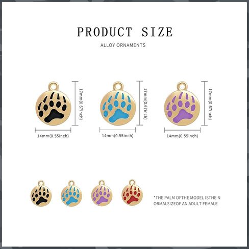60Pcs 6Colors Dog Paw Footprint Charms Alloy Gold Enamel Animal Puppy Bear Cat Dog Paw Prints Charm Pendant Beads for DIY Jewelry Making Necklace Earrings Bracelet in Saudi Arabia