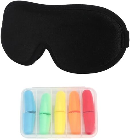 قناع عين النوم قناع تبريد مريح مقعر ثلاثي الأبعاد مع 5 أزواج من سدادات الأذن غطاء ظلال النوم للعين كتل الضوء تقلل العيون المنتفخة in Kuwait