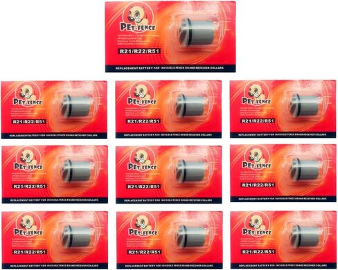 سياج الحيوانات الأليفة متوافق مع بطارية السياج غير المرئية لطوق الكلاب، بطاريات لأطواق الكلاب، غطاء طاقة العلامة التجارية للسياج غير المرئي R21، R22، R51، أطواق ميكرولايت آمنة ومتينة (10 عبوات) in Kuwait