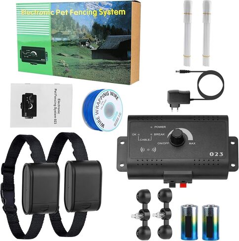 Lirioden Electric Dog Fence System Wireless Dog Fence Pet Tone Shock Boundary Containment w/ 2 Tone Shock Waterproof Receivers Buried 984 Ft Wire Covers 1.2 Acre for Dog Over 4lbs Small Medium Large in Kuwait
