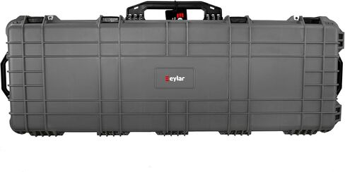 Eylar 53" Inch Protective Roller Rifle Hard Case with Foam, Waterproof & Crushproof, Two Rifles Or Multiple Guns, Pressure Valve with Lockable Fittings Gray in Kuwait