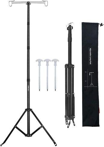 OMUKY Telescopic Lantern Stand with Base Outdoor Camping Lamp Stand Pole Adjustable Lantern Pole (Black) in Kuwait