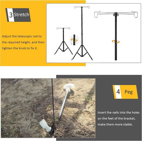 OMUKY Telescopic Lantern Stand with Base Outdoor Camping Lamp Stand Pole Adjustable Lantern Pole (Black) in Kuwait