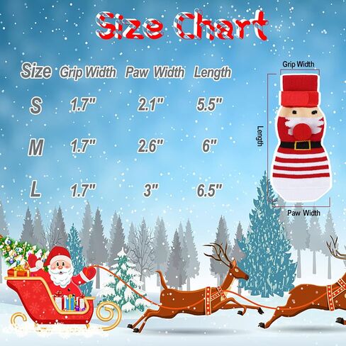 Rypet 2 Pairs Christmas Dog Socks Non Slip Dog Grip Socks with Adjustable Straps Traction Control for Indoor & Hardwood Floor, Pet Paw Protector for Small Medium Large Dogs in Saudi Arabia