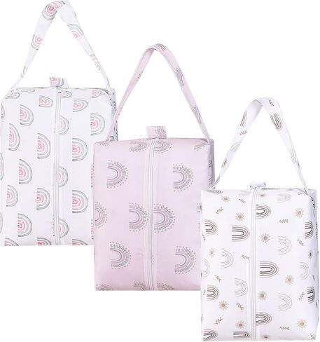 حقيبة Lmbabter لحفاضات الأطفال الرطبة والجافة - 3 قطع حقيبة تنظيم الحفاضات وحقيبة حفاضات مقاومة للماء لحقيبة حفاضات الأطفال، وحقيبة صالة الألعاب الرياضية، وحقيبة سفر (أحمر) in Kuwait