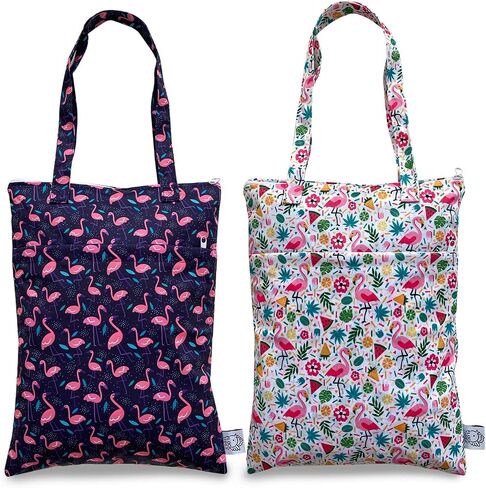 2pcs Wet Dry Bag Waterproof Tote Reusable Wet Clothes Baby Diapers Stroller Swimsuit Travel Small Larger Electronics Toiletries Pouch Cute Dogs in Saudi Arabia