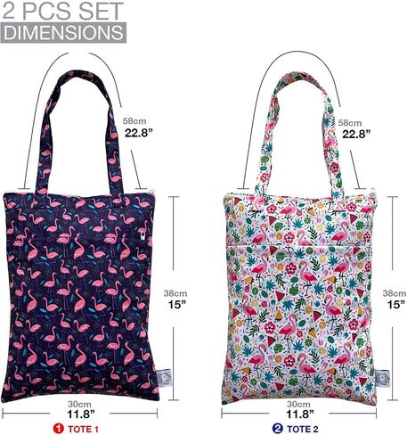 2pcs Wet Dry Bag Waterproof Tote Reusable Wet Clothes Baby Diapers Stroller Swimsuit Travel Small Larger Electronics Toiletries Pouch Cute Dogs in Saudi Arabia