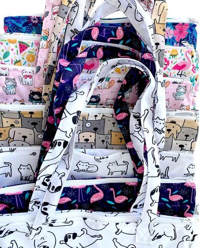2pcs Wet Dry Bag Waterproof Tote Reusable Wet Clothes Baby Diapers Stroller Swimsuit Travel Small Larger Electronics Toiletries Pouch Cute Dogs in Saudi Arabia