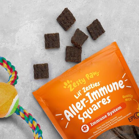 مضغ ناعم بنكهة زيستي باوز - مسبب للحساسية للكلاب مع جذر عرق السوس والكركم ومكملات ألياف EpiCor الفاخرة للكلاب لدعم حساسية حبوب اللقاح الموسمية وتعزيز جهاز المناعة للحيوانات الأليفة، 10 أونصة in Kuwait