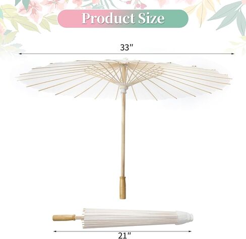 YOUKE OLA 15 Pack Paper Umbrellas Chinese Japanese Parasol Umbrella Paper Decorative 33 Inches DIY Oiled Paper Painting Umbrellas Crafts for Wedding Bridal Party Decor Photography Prop, White in Saudi Arabia