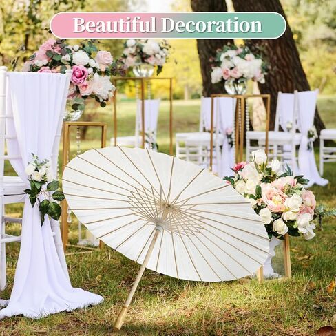 YOUKE OLA 15 Pack Paper Umbrellas Chinese Japanese Parasol Umbrella Paper Decorative 33 Inches DIY Oiled Paper Painting Umbrellas Crafts for Wedding Bridal Party Decor Photography Prop, White in Saudi Arabia
