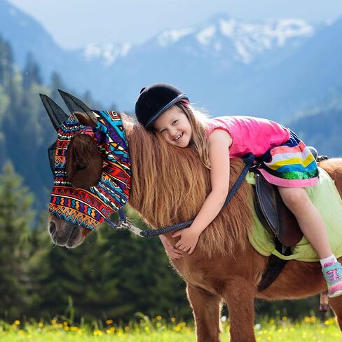 Weewooday 2 Pieces Horse Fly Masks for Horses Soft Fly Masks for Ears Smooth and Elasticity Mask with UV Protection(Tie-dye Pattern,M) in Kuwait