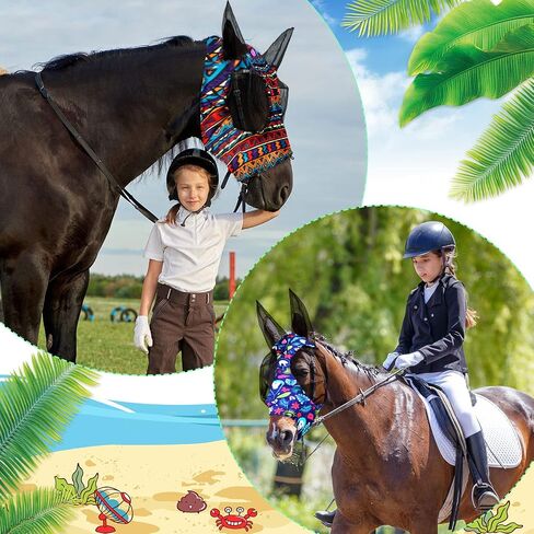 Weewooday 2 Pieces Horse Fly Masks for Horses Soft Fly Masks for Ears Smooth and Elasticity Mask with UV Protection(Tie-dye Pattern,M) in Kuwait