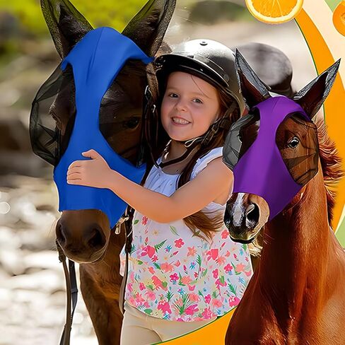 5 قطع من قناع ذبابة الحصان، أقنعة ذبابة ناعمة ومريحة للخيول ذات الأذنين، قناع وجه الحصان المرن، أقنعة الحصان تغطي مستلزمات ركوب الخيل، قناع كاشيل فلاي مع الأذنين (كبير) in Kuwait