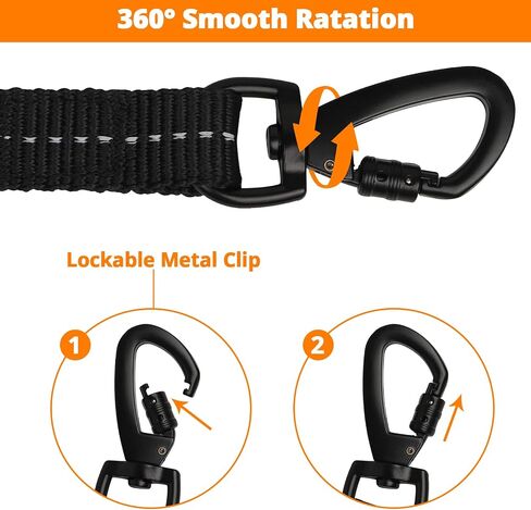 Long Dog Leash 15 FT: Heavy Duty Rope Leashes for Dogs Training with Swivel Lockable Hook Reflective Threads Bungee and Padded Handle - Dog Lead for Large Small Medium Dogs Outside Walking Hiking in Kuwait