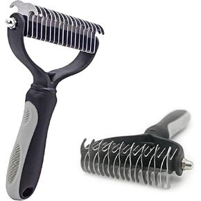 PETACARE® Professional Pet Grooming Tool 2 Sided Undercoat Dog Cat Shedding Comb Brush Pet (Gray) in Saudi Arabia