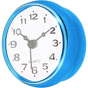 PATIKIL Waterproof Bathroom Clock, Mini Round Wall Clocks with Suction Cup for Shower Kitchen Home Decoration, Black
