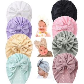 Yili Maizi Baby Girl Hat with Disc Flower Newborn Infant Toddlers Beanies Caps Hats Baby Kids Knotted Turbans Headband Cap