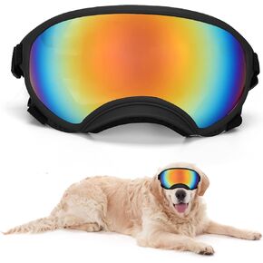 Large Dog Sunglasses Dog Goggles Pet Glasses Pet Eyewear with Adjustable Strap,Glasses for Medium Large Dog Swimming Skating Glasses UV Proof Windproof Dustproof