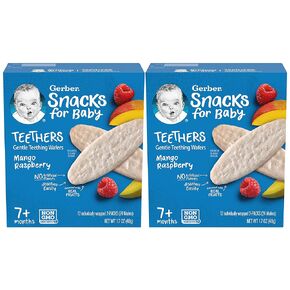Gerber Snacks for Baby Teethers, Strawberry Apple Spinach, Gentle Teething Wafers, Non-GMO Ingredients, 12 Individually Wrapped 2-Packs/Box (Pack of 2 Boxes)