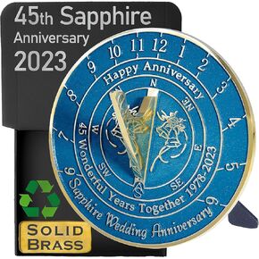 هدية الذكرى السنوية للمزولة الشمسية بمناسبة الذكرى السنوية الخامسة والأربعين لزفاف الياقوت 1978-2023 مع حامل بقاعدة. فكرة هدية للحديقة من النحاس المعاد تدويره لديكور المنزل مصنوعة يدويًا في المملكة المتحدة للآباء والأجداد والأصدقاء والأزواج in Kuwait