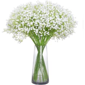 Veryhome 12 pcs Artificial Babies Breath with Long Stem Fake Flowers White Gypsophila Floral Bouquets Arrangement Wedding Home Decoration （VASE NOT Included）