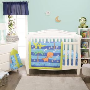 EVERYDAY KIDS 4 Piece Girls Crib Bedding Set - Owls - Soft 100% Cotton Percale - Includes Quilt, Fitted Sheet, Dust Ruffle and Diaper Stacker - Nursery Bedding Set - Baby Crib Bedding Set in Saudi Arabia