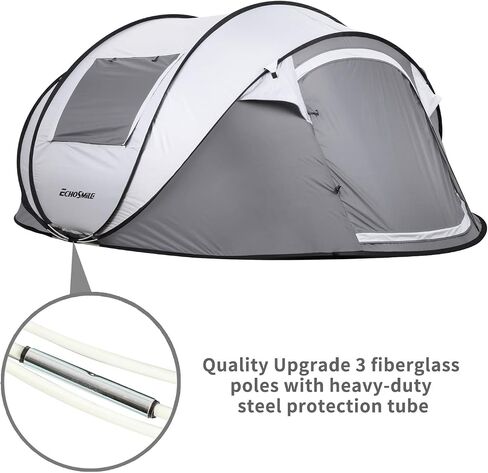 EchoSmile Instant Pop Up Camping Tent, 2/4/6 Person Easy Setup Tent | Water Resistant Dome·Portable with Carry Bag·Fiberglass Frame·Picnic·Camping·Hiking·Fishing in Kuwait