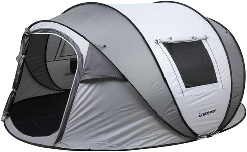 EchoSmile Instant Pop Up Camping Tent, 2/4/6 Person Easy Setup Tent | Water Resistant Dome·Portable with Carry Bag·Fiberglass Frame·Picnic·Camping·Hiking·Fishing in Kuwait