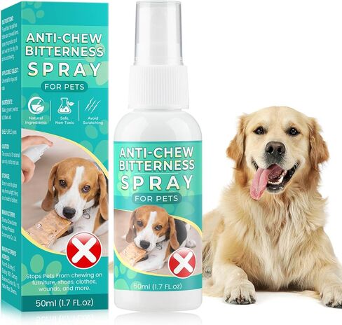 Bitter Apple Spray for Dogs to Stop Chewing, No Chew Spray for Dogs, Pet Corrector Spray, Effective Anti Scratch Furniture Protector, Alcohol Free/Non-Toxic & No Smell - Indoor & Outdoor Safe 50ML in Kuwait