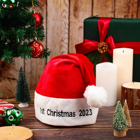 Eurzom 2023 أول عيد الميلاد سانتا قبعة الطفل الشتاء عيد الميلاد سانتا قبعة قبعات سانتا الرضع للأطفال حديثي الولادة in Saudi Arabia