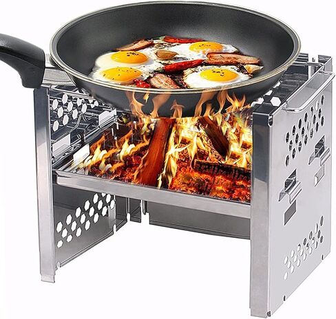Unigear Wood Burning Camp Stoves Picnic BBQ Cooker/Potable Folding Stainless Steel Backpacking Stove in Kuwait