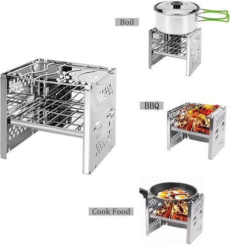 Unigear Wood Burning Camp Stoves Picnic BBQ Cooker/Potable Folding Stainless Steel Backpacking Stove in Kuwait