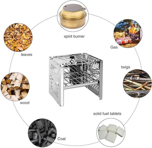 Unigear Wood Burning Camp Stoves Picnic BBQ Cooker/Potable Folding Stainless Steel Backpacking Stove in Kuwait