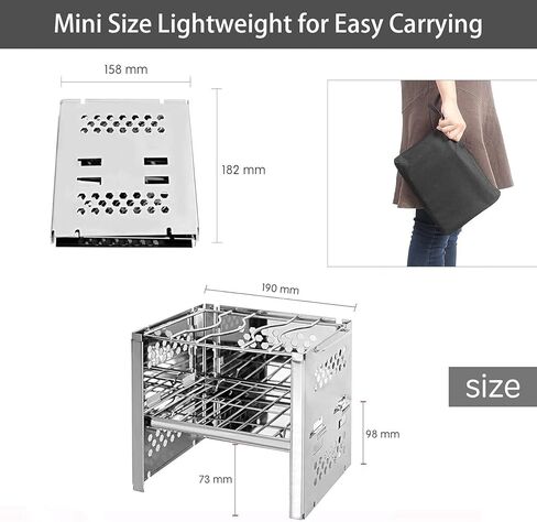 Unigear Wood Burning Camp Stoves Picnic BBQ Cooker/Potable Folding Stainless Steel Backpacking Stove in Kuwait