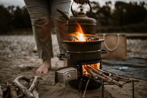 GasOne Premium Wood Burning Rocket Stove Camping for Backpacking, Hiking, RV and Survival - Insulated Barrel Stove Kit with Silicone Handles – Military Green in Kuwait