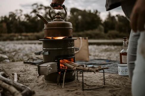 GasOne Premium Wood Burning Rocket Stove Camping for Backpacking, Hiking, RV and Survival - Insulated Barrel Stove Kit with Silicone Handles – Military Green in Kuwait