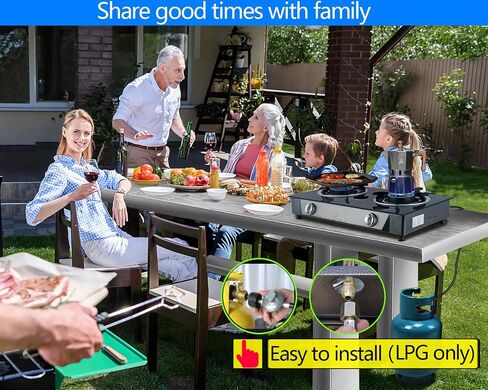 Horynar Propane Stove 2 Burner Propane Gas Stove Auto Ignition Portable Gas Stove 26000 BTU Tempered Glass Camping Stove Propane LPG with CSA Hose Propane Burners for Outdoor Cooking,Emergency in Kuwait