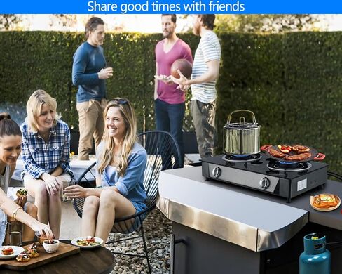 Horynar Propane Stove 2 Burner Propane Gas Stove Auto Ignition Portable Gas Stove 26000 BTU Tempered Glass Camping Stove Propane LPG with CSA Hose Propane Burners for Outdoor Cooking,Emergency in Kuwait