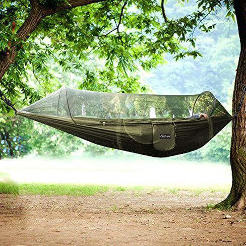 Chihee Ultra-Light Travel Camping Hammock Pop-up Net Hammock 660lbs Load Capacity,Breathable,Quick-Drying Parachute Nylon 2 Premium Carabiners,2 Tree Slings Included for Outdoor Backpacking Hiking in Kuwait