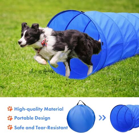 مجموعة الفناء الخلفي لدورة خفة الحركة للكلاب، معدات تدريب خفة الحركة للكلاب في الداخل والخارج، مجموعة أدوات تدريب الكلاب على العوائق - نفق الكلب، حواجز قابلة للتعديل، حلقة القفز، أعمدة النسيج، صندوق الإيقاف المؤقت، ألعاب الكلاب، وحقيبة التخزين in Kuwait