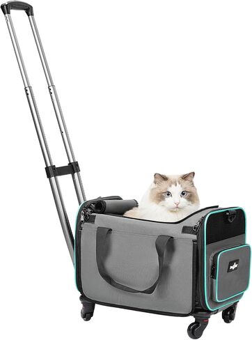 Rolling Pet Carrier with Wheels, Foldable Airline Approved Dog Carriers for Small Dogs and Cats, Cat Carrier on Wheels, Pet Travel Carrier for Flight Camping Outdoor in Kuwait
